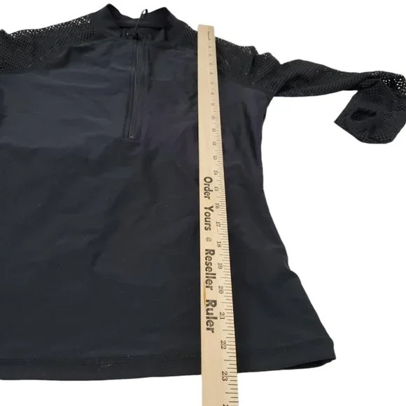 J. Crew Rash Guard Small Black Mesh Insert Long Sleeve Swim Cover Up Stretch - Picture 11 of 11